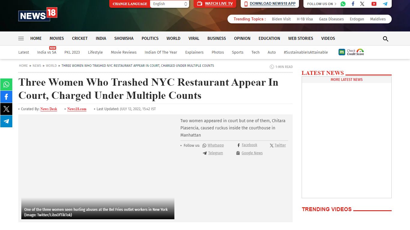Three Women Who Trashed NYC Restaurant Appear In Court ... - News18